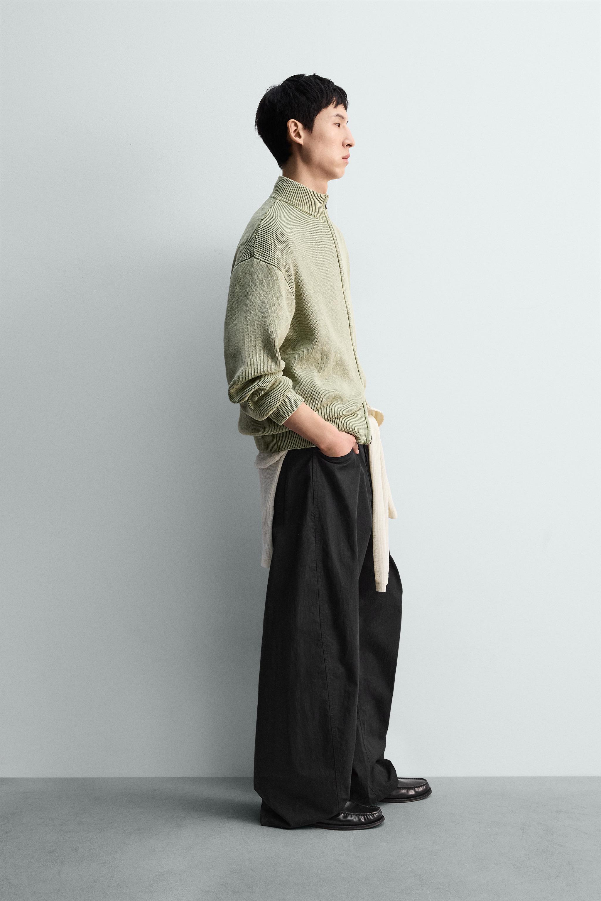 WASHED TEXTURED KNIT CARDIGAN